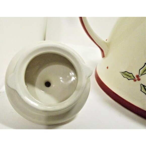 Le Gourmet Chef Santa Large Dome Tea Pot 2003 Red & White Hand Painted - Picture 8 of 10